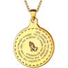 U7 Bible Verse Necklaces for Men Women Stainless Steel/18K Gold Plated Prayer Hands Coin Medal Pendant Necklace Christan Jewlery Gift (22-26Inch)(02-Gold Plated Sterling Silver)