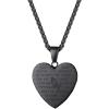 U7 Bible Verse Necklaces for Men Women Stainless Steel/18K Gold Plated Prayer Hands Coin Medal Pendant Necklace Christan Jewlery Gift (22-26Inch)(03-Black-Heart)
