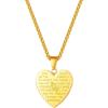 U7 Bible Verse Necklaces for Men Women Stainless Steel/18K Gold Plated Prayer Hands Coin Medal Pendant Necklace Christan Jewlery Gift (22-26Inch)(03-Gold-Heart)