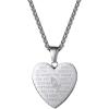 U7 Bible Verse Necklaces for Men Women Stainless Steel/18K Gold Plated Prayer Hands Coin Medal Pendant Necklace Christan Jewlery Gift (22-26Inch)(03-Stainless-Heart)
