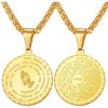 imageU7 Bible Verse Necklaces for Men Women Stainless Steel18K Gold Plated Prayer Hands Coin Medal Pendant Necklace Christan Jewlery Gift 2226InchGold26 Chain
