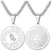U7 Bible Verse Necklaces for Men Women Stainless Steel/18K Gold Plated Prayer Hands Coin Medal Pendant Necklace Christan Jewlery Gift (22-26Inch)(Stainless+24″ Chain)