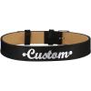 U7 Black Leather Choker Collar Custom with Platinum/18K Gold Plated Initial Names, Personalized Punk Jewelry for Cosplay, Adjustable Length 13-17 Inch(06.Nameplate platinum-19mm wide)