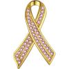 U7 Brooches Jewelry for Women Men, Stainless Steel 18K Gold Plated Classic Feather/Flower/Tree of Life/Custom Photo/Breast Cancer Awareness Pink Ribbion Brooches and Pins for Wedding Dress or Party(Breast cancer awareness ribbon/gold pink)