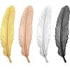 U7 Brooches Jewelry for Women Men, Stainless Steel 18K Gold Plated Classic Feather/Flower/Tree of Life/Custom Photo/Breast Cancer Awareness Pink Ribbion Brooches and Pins for Wedding Dress or Party(Feather set/gold)