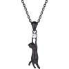 U7 Cat Pendant Necklace for Women Stainless Steel Cute Kitty Cat Jewelry Gift(01-Black)