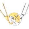 U7 Cat Pendant Necklace for Women Stainless Steel Cute Kitty Cat Jewelry Gift(02-Round Cat Set-Gold+Black(Customized))