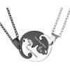 U7 Cat Pendant Necklace for Women Stainless Steel Cute Kitty Cat Jewelry Gift(02-Round Cat Set-Steel+Black(Customized))