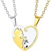 U7 Cat Pendant Necklace for Women Stainless Steel Cute Kitty Cat Jewelry Gift(03-Heart Cat Set-Steel+Gold)
