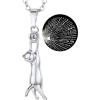U7 Cat Pendant Necklace for Women Stainless Steel Cute Kitty Cat Jewelry Gift(04-Platinum+100 Languges I Love)