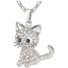 U7 Cat Pendant Necklace for Women Stainless Steel Cute Kitty Cat Jewelry Gift(05-Crystal Cat-Platinum)