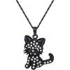 U7 Cat Pendant Necklace for Women Stainless Steel Cute Kitty Cat Jewelry Gift(05-Crystal Cat-Rose Gold)