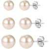 13. 3 Pairs Pearl Earrings Set - Steel Stud