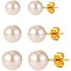 14. 3 Pairs Pearl Earrings Set - Gold Stud