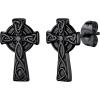U7 Celtic Knot Earrings, Red or Black Crown Earrings Hypoallergenic Stainless Steel Ball Earrings,Screw Nail Earrings Black Earrings Stud Earrings for Men Women(Celtic cross-black)