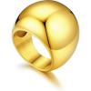 U7 Chunky Gold Dome Rings for Women, Stainless Steel/18KGold Plated/Black Statement Ring Non Tarnish Women Rings, Size 7-12(A:18K Gold- 23mm)