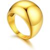 U7 Chunky Gold Dome Rings for Women, Stainless Steel/18KGold Plated/Black Statement Ring Non Tarnish Women Rings, Size 7-12(A:18K Gold-16mm)