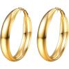 U7 Chunky Hoop Earrings for Women, Stainless Steel Hoops Earring, Classic Polished Thick Ear Jewelry, Black/Silver/Gold Hoop Earrings, 20/30/40/60/80mm(2.Gold)