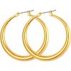 U7 Chunky Hoop Earrings for Women, Thick Gold Plated/Black Stainless Steel Hoops Earrings Statement Jewelry, 30/40/60/80mm(2.Gold)