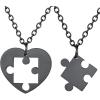 U7 Couple Necklaces for Women Men,Stainless Steel/Black/18K Gold Plated Puzzle Piece Pendant BFF Necklaces Gift(Basic-Black)