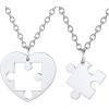 U7 Couple Necklaces for Women Men,Stainless Steel/Black/18K Gold Plated Puzzle Piece Pendant BFF Necklaces Gift(Basic-Steel)