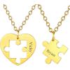 U7 Couple Necklaces for Women Men,Stainless Steel/Black/18K Gold Plated Puzzle Piece Pendant BFF Necklaces Gift(Custom-Gold)