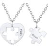 U7 Couple Necklaces for Women Men,Stainless Steel/Black/18K Gold Plated Puzzle Piece Pendant BFF Necklaces Gift(Custom-Steel)