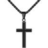 U7 Cross Necklace for Men, Stainless Steel Silver Black Gold Mens Cross Necklace, 22-24 Inches(1.black)