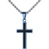 U7 Cross Necklace for Men, Stainless Steel Silver Black Gold Mens Cross Necklace, 22-24 Inches(1.blue)
