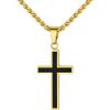 U7 Cross Necklace for Men, Stainless Steel Silver Black Gold Mens Cross Necklace, 22-24 Inches(1.gold)