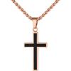 U7 Cross Necklace for Men, Stainless Steel Silver Black Gold Mens Cross Necklace, 22-24 Inches(1.rose gold)