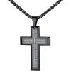 U7 Cross Necklace for Men, Stainless Steel Silver Black Gold Mens Cross Necklace, 22-24 Inches(2.black)