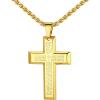 U7 Cross Necklace for Men, Stainless Steel Silver Black Gold Mens Cross Necklace, 22-24 Inches(2.gold)