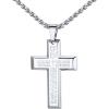 U7 Cross Necklace for Men, Stainless Steel Silver Black Gold Mens Cross Necklace, 22-24 Inches(2.silver)
