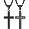 U7 Cross Necklace for Men, Stainless Steel Silver Black Gold Mens Cross Necklace, 22-24 Inches(3.black custom)