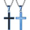 U7 Cross Necklace for Men, Stainless Steel Silver Black Gold Mens Cross Necklace, 22-24 Inches(3.blue custom)
