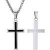 U7 Cross Necklace for Men, Stainless Steel Silver Black Gold Mens Cross Necklace, 22-24 Inches(3.silver custom)