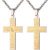 U7 Cross Necklace for Men, Stainless Steel Silver Black Gold Mens Cross Necklace, 22-24 Inches(4.silver)