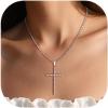 U7 Cross Necklace for Women,Silver/14K Gold Large or Small Cross Necklaces with CZ Diamond,Faith Birthday/Christmas Gift for Her Women Mother Daughter Grandmother(2.Large CZ Cross-Silver (no card))