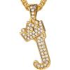 U7 Crown Initial Necklace Men Women, Bling Diamond A-Z 0-9 Letter Pendant with Wheat Chain, Silver/Black/Gold Plated CZ Alphabet Number Hip Hop Jersery for Father Husband(a. Gold)