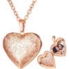 U7 Custom Photo Locket Necklace – Oval & Heart Shaped Locket – Gold/Silver/Rose Gold Personalized Image Necklaces for Women(02-Rose Gold Flower Heart)