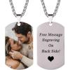 U7 Custom Photo Necklace for Men Women, Stainless Steel Black Gold Color Dog Tag – Personalized Text Engraved Memory Heart/Round Square Shaped Picture Pendant Necklaces Lover Gift Mothers Fathers Day(01.Dog Tag(stainless steel))