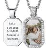 U7 Custom Photo Necklace for Men Women, Stainless Steel Black Gold Color Dog Tag – Personalized Text Engraved Memory Heart/Round Square Shaped Picture Pendant Necklaces Lover Gift Mothers Fathers Day(08.CZ Octagon(stainless))