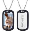 U7 Custom Photo Necklace for Men Women, Stainless Steel Black Gold Color Dog Tag – Personalized Text Engraved Memory Heart/Round Square Shaped Picture Pendant Necklaces Lover Gift Mothers Fathers Day(05.Dog Tag(stainless)+silicone silencer)