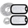 U7 Custom Photo Necklace for Men Women, Stainless Steel Black Gold Color Dog Tag – Personalized Text Engraved Memory Heart/Round Square Shaped Picture Pendant Necklaces Lover Gift Mothers Fathers Day(04.2pcs Dog Tag(stainless)-custom text)