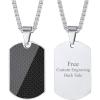 U7 Custom Photo Necklace for Men Women, Stainless Steel Black Gold Color Dog Tag – Personalized Text Engraved Memory Heart/Round Square Shaped Picture Pendant Necklaces Lover Gift Mothers Fathers Day(15.Mirrored(stainless)-custom text)