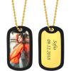 U7 Custom Photo Necklace for Men Women, Stainless Steel Black Gold Color Dog Tag – Personalized Text Engraved Memory Heart/Round Square Shaped Picture Pendant Necklaces Lover Gift Mothers Fathers Day(05.Dog Tag(gold)+silicone silencer)
