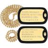 U7 Custom Photo Necklace for Men Women, Stainless Steel Black Gold Color Dog Tag – Personalized Text Engraved Memory Heart/Round Square Shaped Picture Pendant Necklaces Lover Gift Mothers Fathers Day(04.2pcs Dog Tag(gold)-custom text)