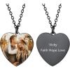 U7 Custom Photo Necklace for Men Women, Stainless Steel Black Gold Color Dog Tag – Personalized Text Engraved Memory Heart/Round Square Shaped Picture Pendant Necklaces Lover Gift Mothers Fathers Day(13.Heart(black))