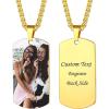 U7 Custom Photo Necklace for Men Women, Stainless Steel Black Gold Color Dog Tag – Personalized Text Engraved Memory Heart/Round Square Shaped Picture Pendant Necklaces Lover Gift Mothers Fathers Day(02.Dog Tag(gold))